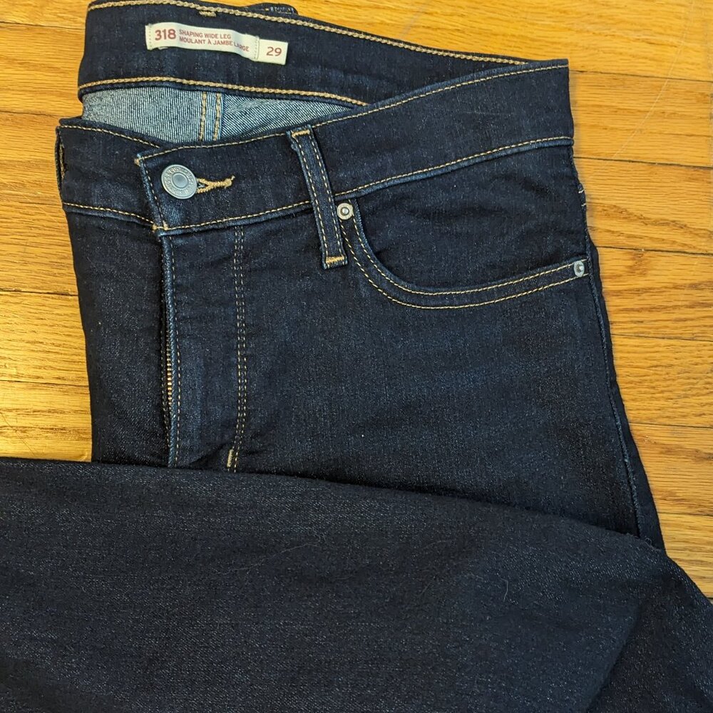 Levis 318 Shaping Wide Leg Women's Jeans - Dark Wash